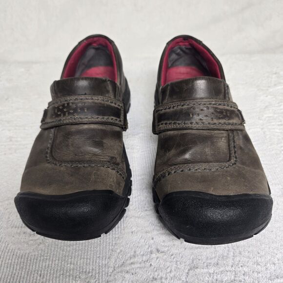 Keen Kaci Slip Brown Leather Clogs 6.5 Outerwear Performance Comfort Hiking Work - Picture 2 of 8